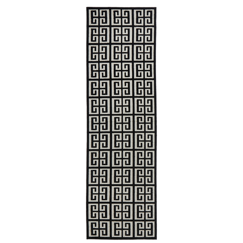 Black Art Deco Power-Loomed Textured Runner
