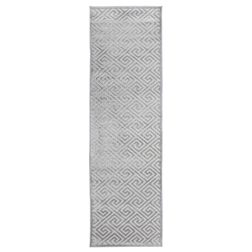 Silver Geometric Power-Loomed Textured Runner