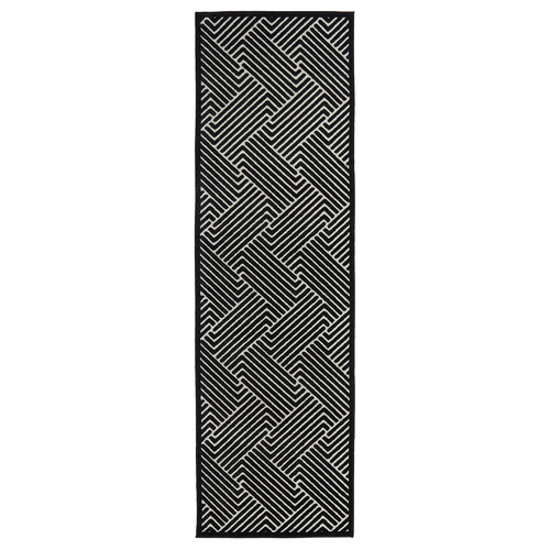 Black Luxury Power-Loomed Textured Runner