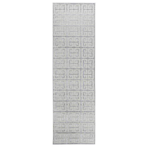 Silver Art Deco Power-Loomed Textured Runner