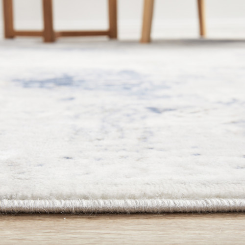 Navy & Silver Silky Vintage Look Rug
