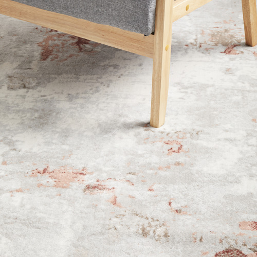 Silver & Blush Silky Vintage Look Rug