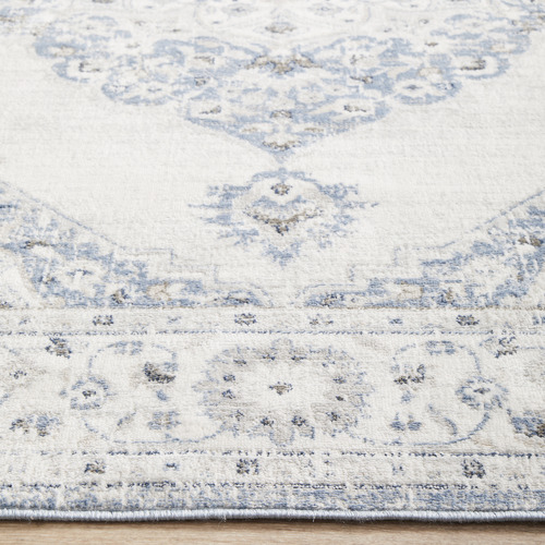 Blue & Silver Silk Look Transitional Rug