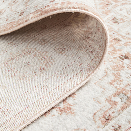 Peach & Silver Silk Look Transitional Rug