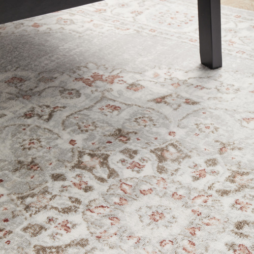 Rose & Silver Silk Look Transitional Rug