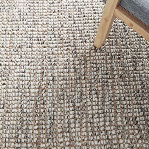 Natural & Grey Hand-Loomed Wool-Blend Rug