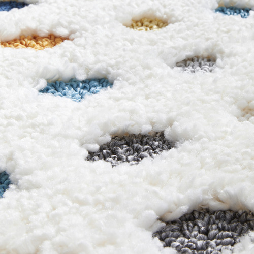 White Hasip Polka Dot Shag Power-Loomed Rug
