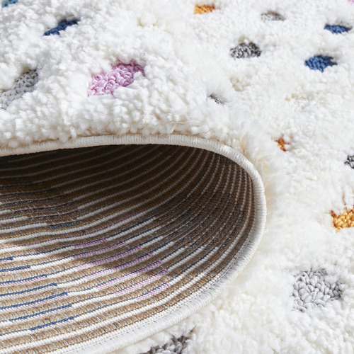 White Hasip Polka Dot Shag Power-Loomed Rug