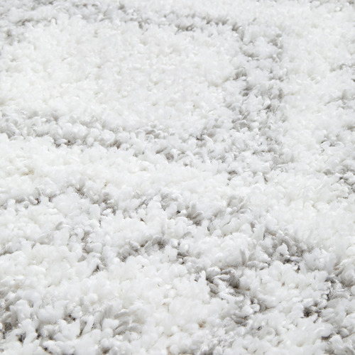 White & Silver Bilge Moroccan Shag Power-Loomed Rug