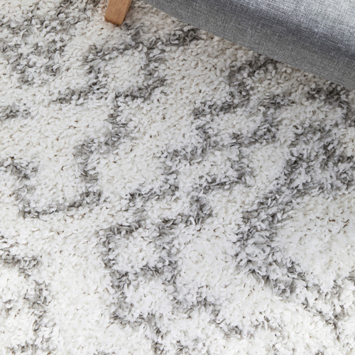 White & Silver Bilge Moroccan Shag Power-Loomed Rug