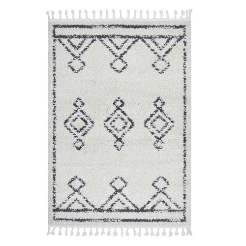 Natural & Charcoal Fidan Berber Shag Power-Loomed Rug