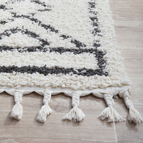 Natural & Charcoal Fidan Berber Shag Power-Loomed Rug