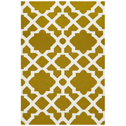 Flat Weave Trellis Design Gold White Rug Temple & ster