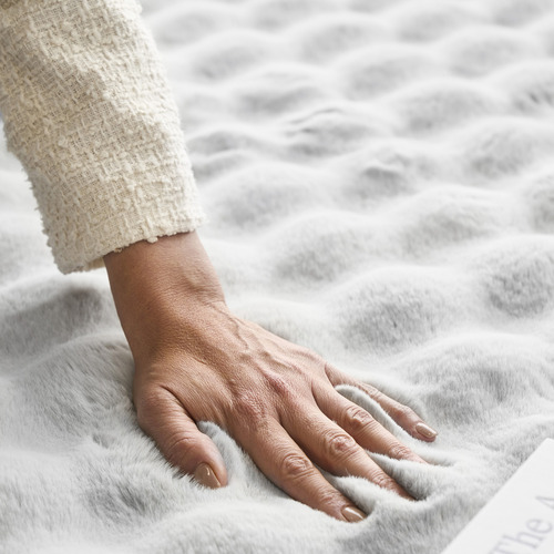 Silver Bubble Machine Washable Round Rug