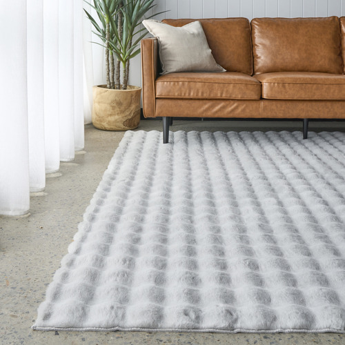 Silver Bubble Machine Washable Power-Loomed Rug