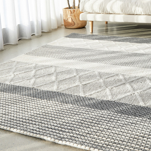 Jerrold Grey Hand Woven Flatweave Wool & Viscose Rug