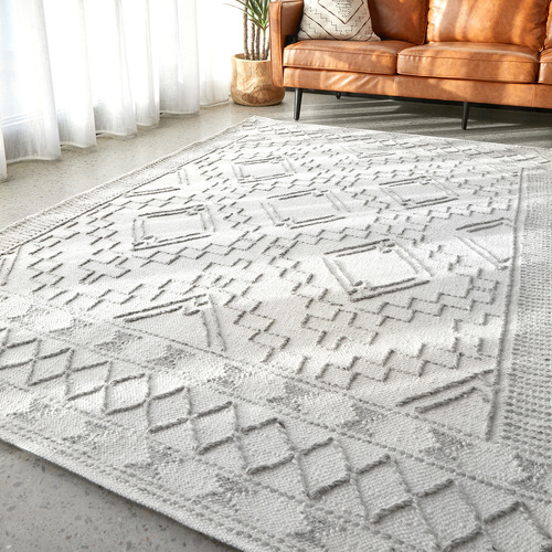Natural White & Grey Textured Ida Rug