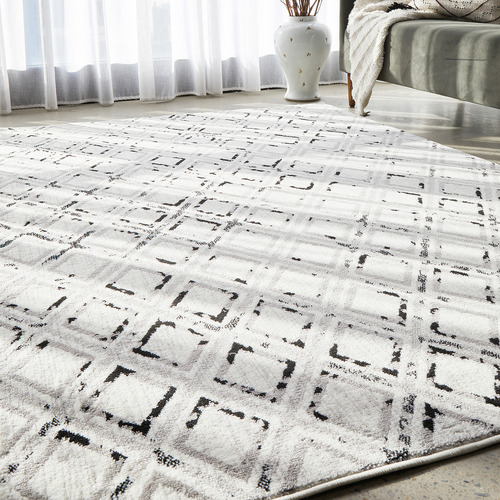 Grey & Charcoal Geometric Rug