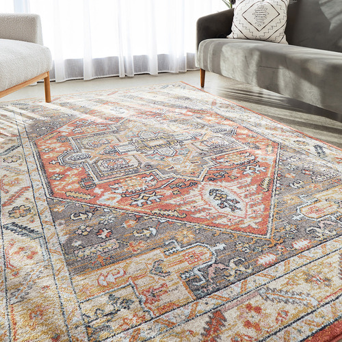 Terracotta Power-Loomed Transitional Round Rug