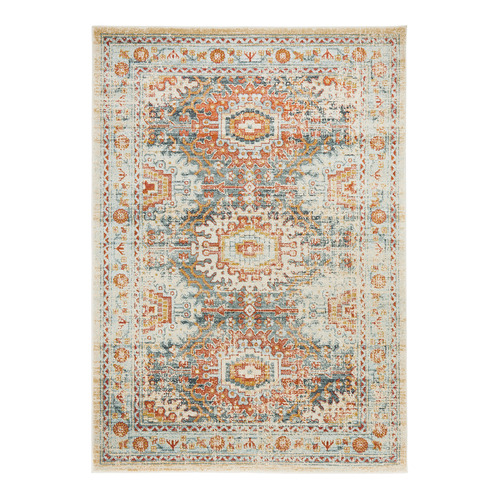 Multi-Coloured Power-Loomed Transitional Round Rug