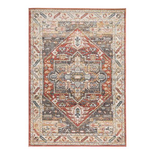 Terracotta Power-Loomed Transitional Round Rug