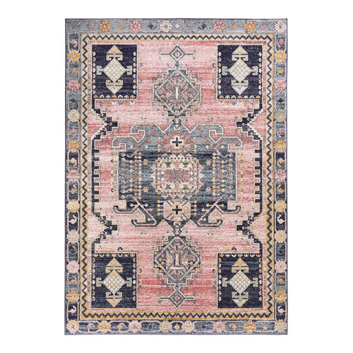 Red Power-Loomed Transitional  Round Rug