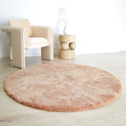 Peach Cleo Ultra Plush Machine Washable Round Rug