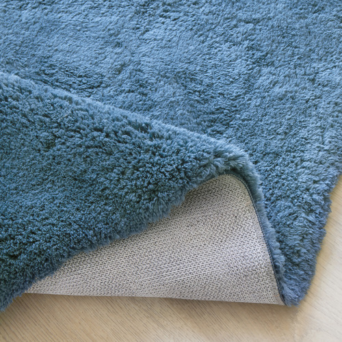 Blue Cleo Ultra Plush Machine Washable Round Rug