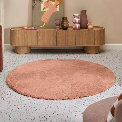 Peach-Cleo-Ultra-Plush-Machine-Washable-Round-Rug