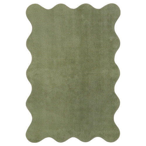 Green Elsie Wavy Edge Machine Washable Rug