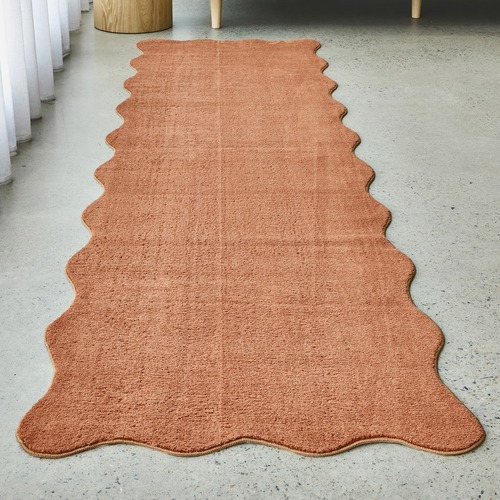 Terracotta Elsie Wavy Edge Machine Washable Runner