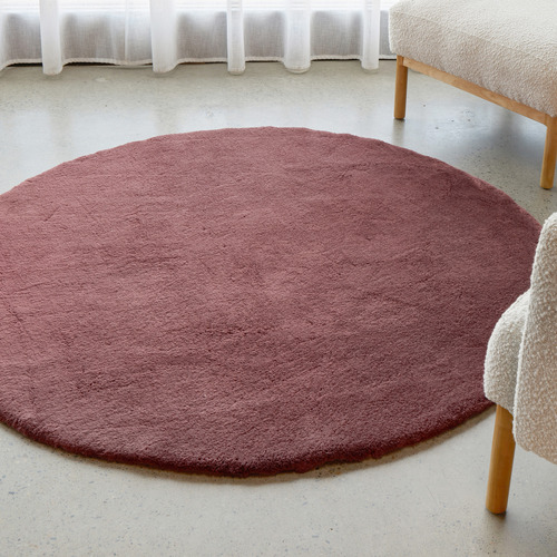 Burgundy Cleo Ultra Plush Machine Washable Round Rug