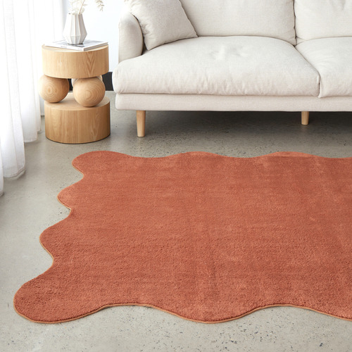 Terracotta Elsie Wavy Edge Machine Washable Rug