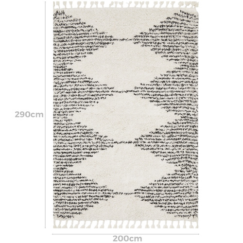 Black & Cream Zaria Fringed Rug