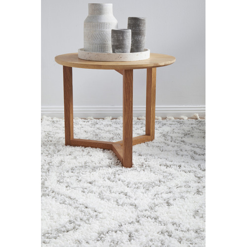 White & Silver Mahdi Moroccan Power-Loomed Shag Rug