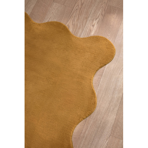 Mustard Elsie Wavy Edge Machine Washable Rug