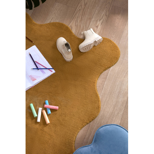 Mustard Elsie Wavy Edge Machine Washable Rug
