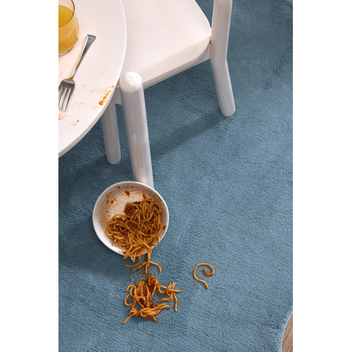 Blue Elsie Wavy Edge Machine Washable Runner