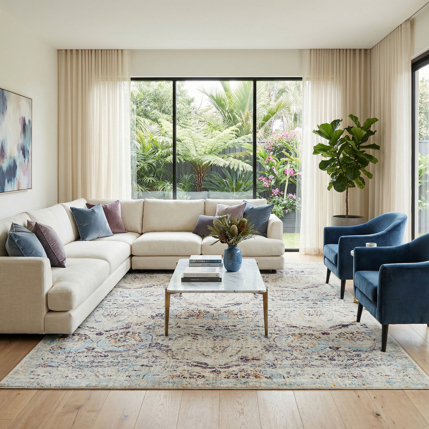 Limerick Stunning Designer Silver Blue Rug