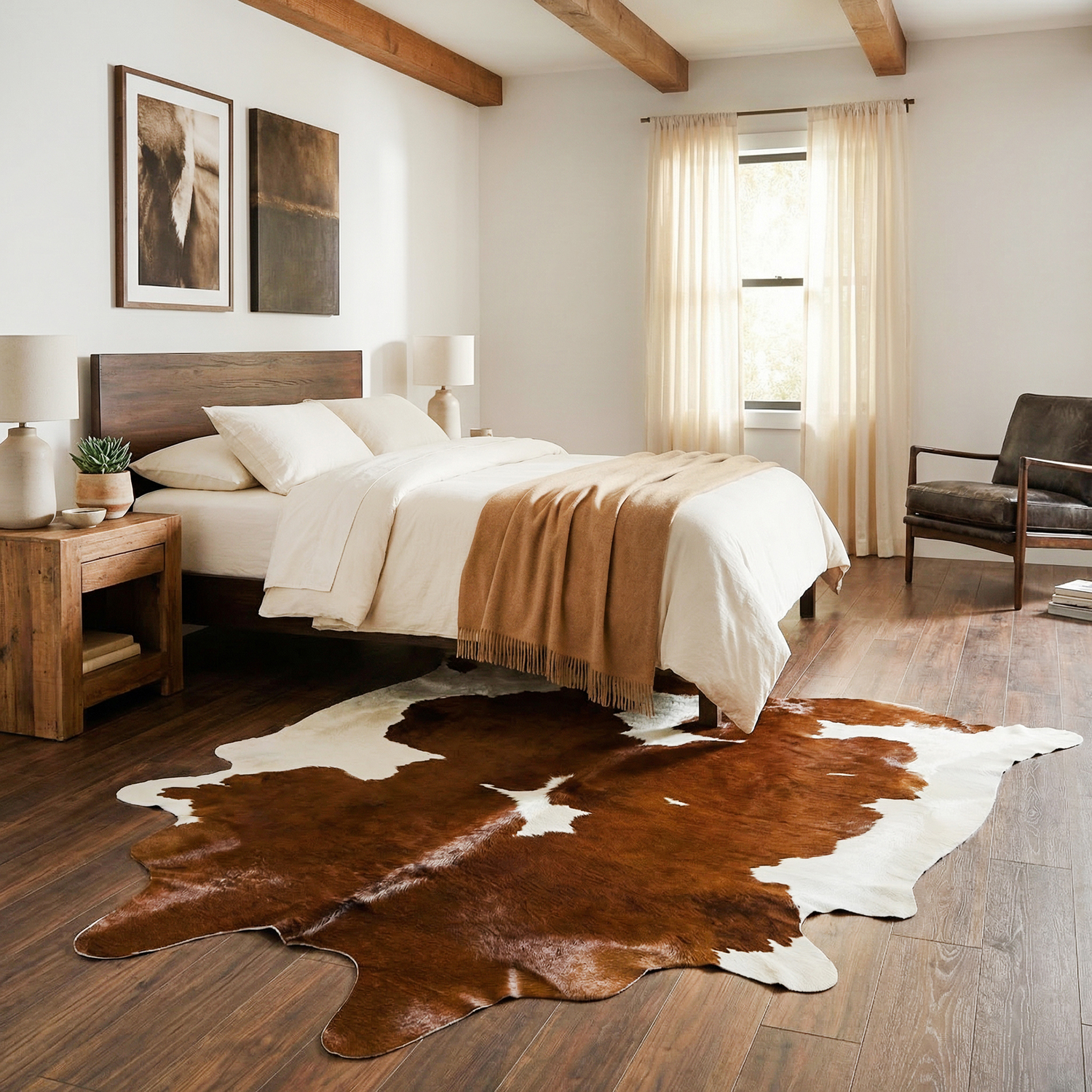 Brown & White Cow Hide Rug