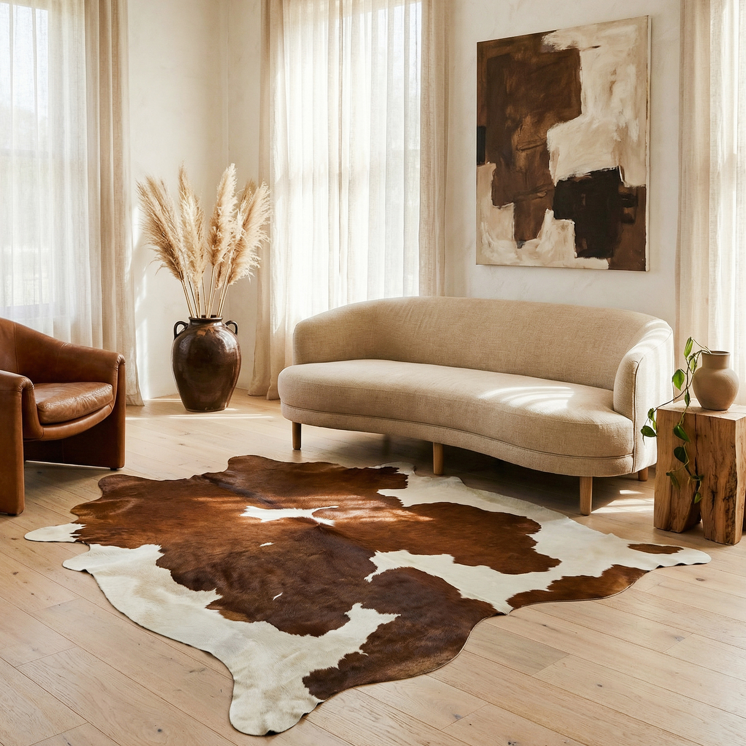 Brown & White Cow Hide Rug