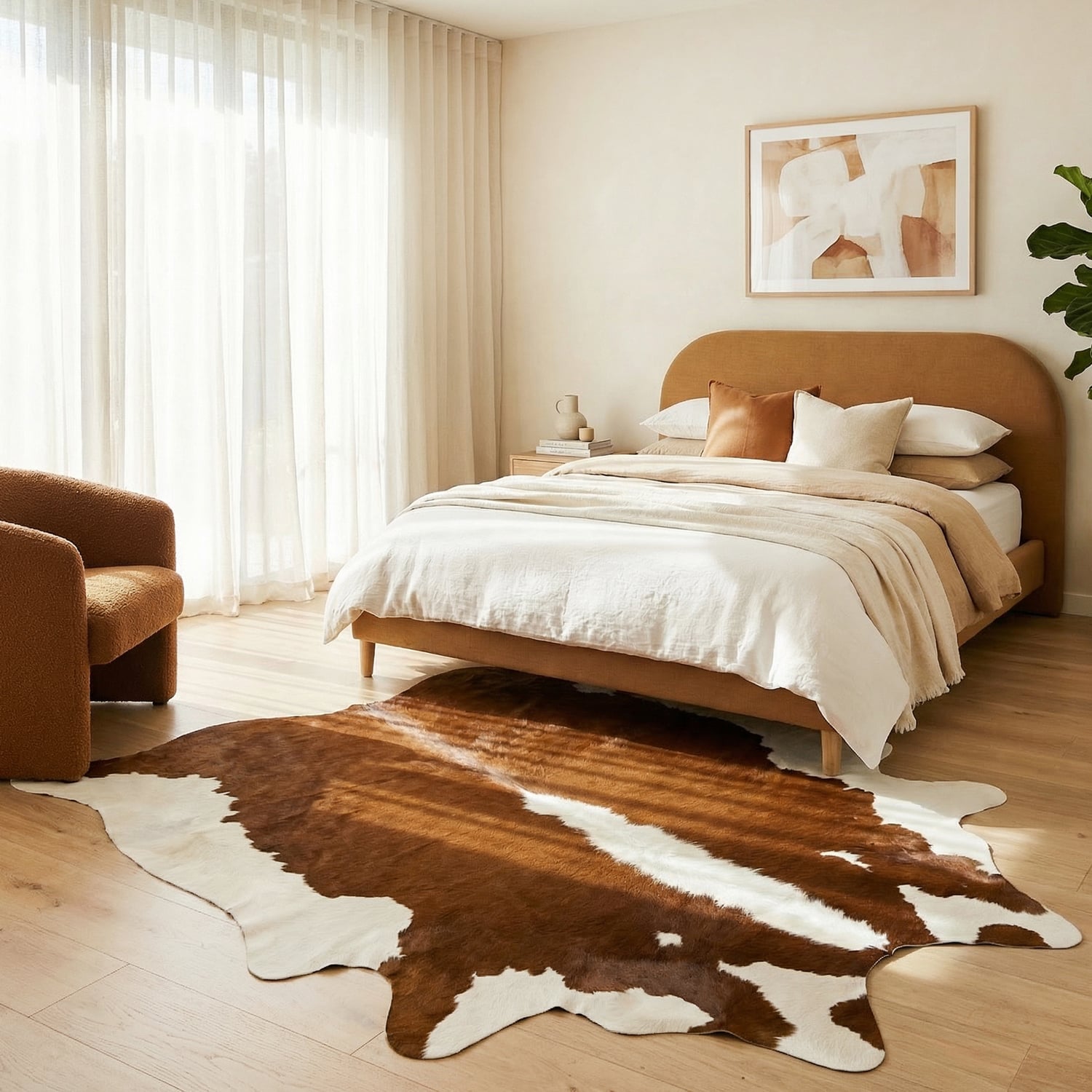 White & Brown Cow Hide Rug