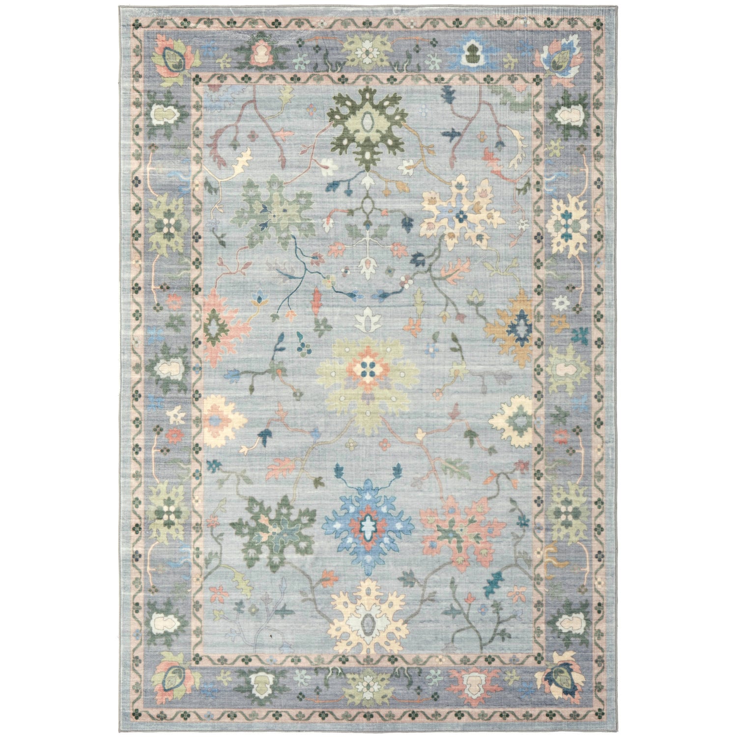 Blue Chloe Machine Washable Rug
