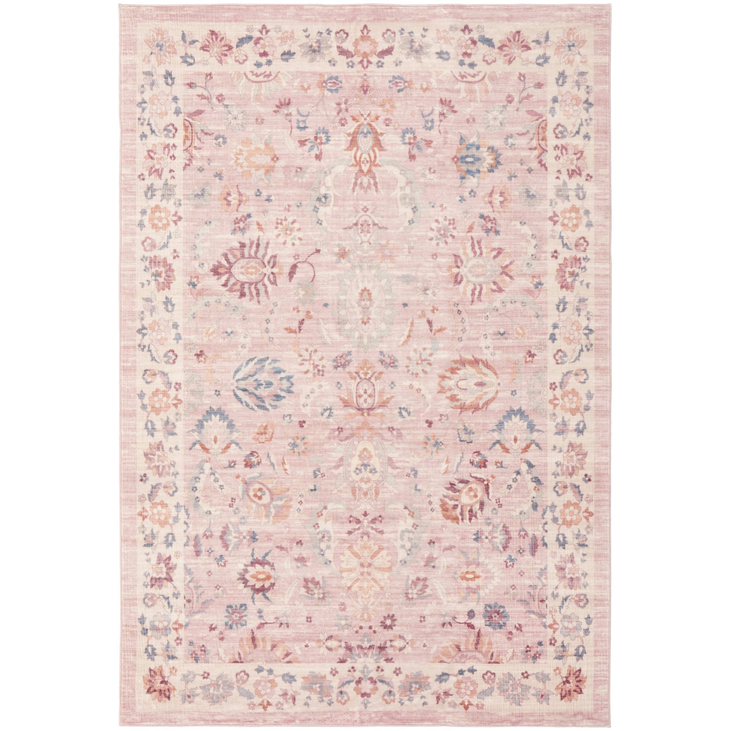 Pink Casey Machine Washable Rug
