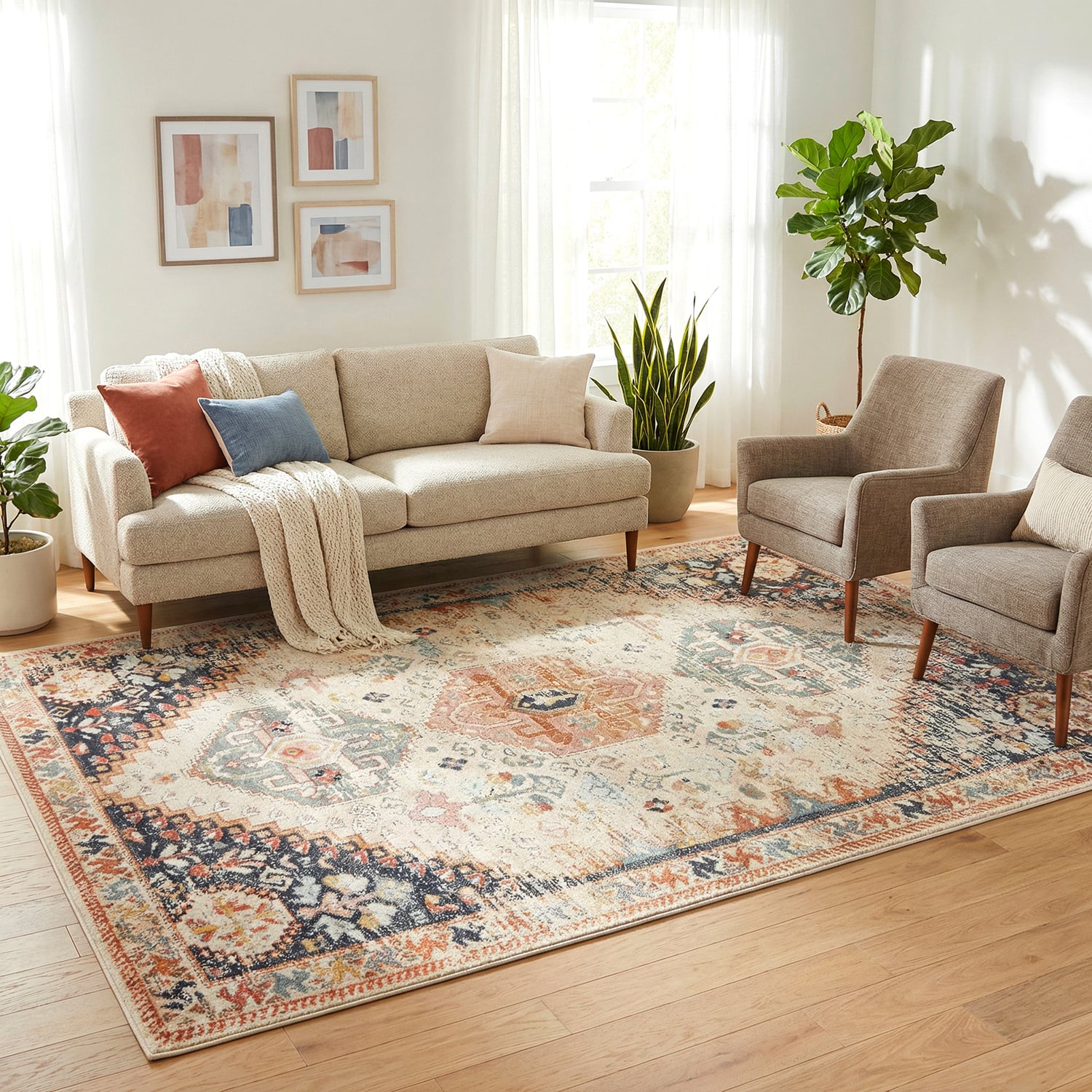 Autumn Vintage-Style Power-Loomed Transitional Rug
