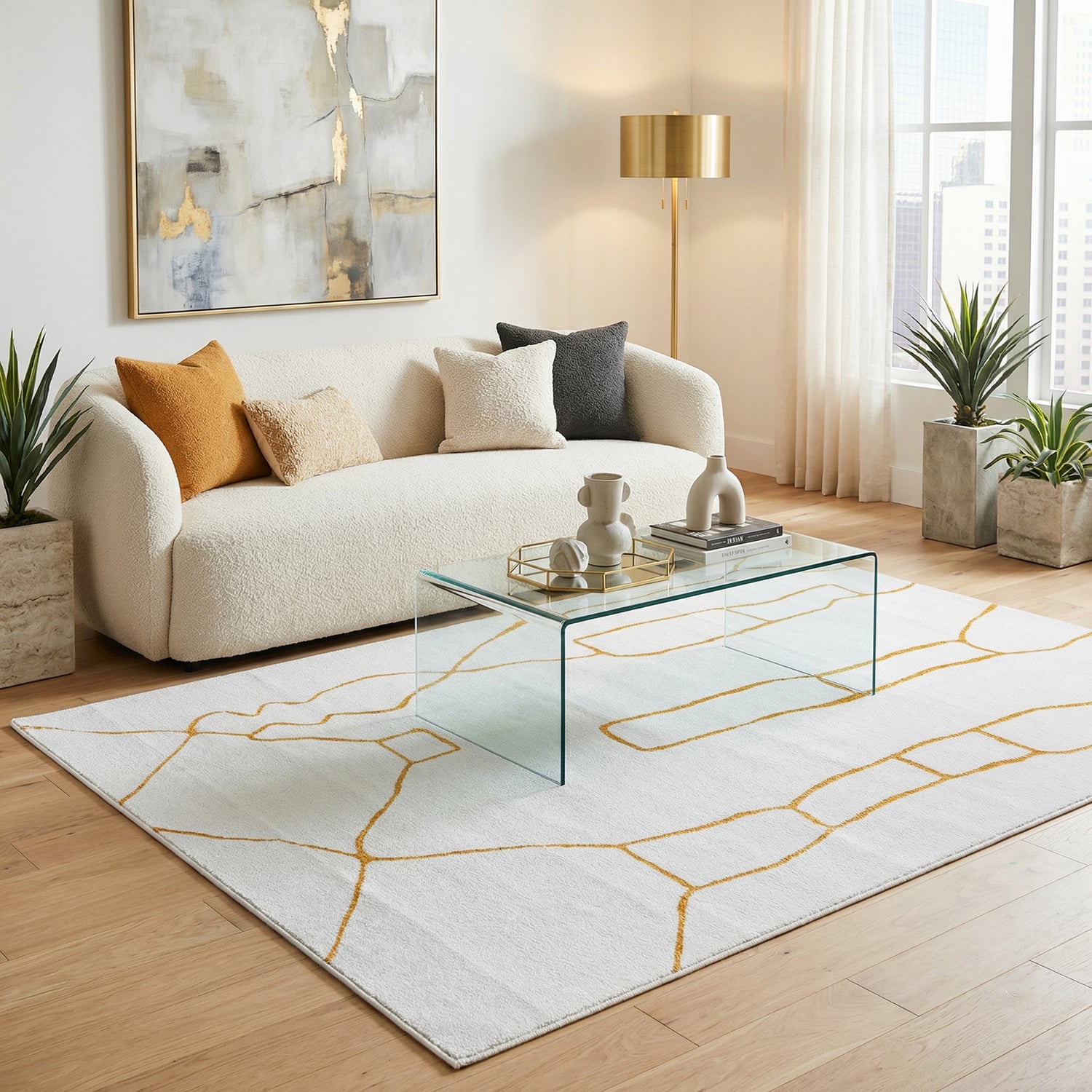 Gold Abigail Abstract Rug