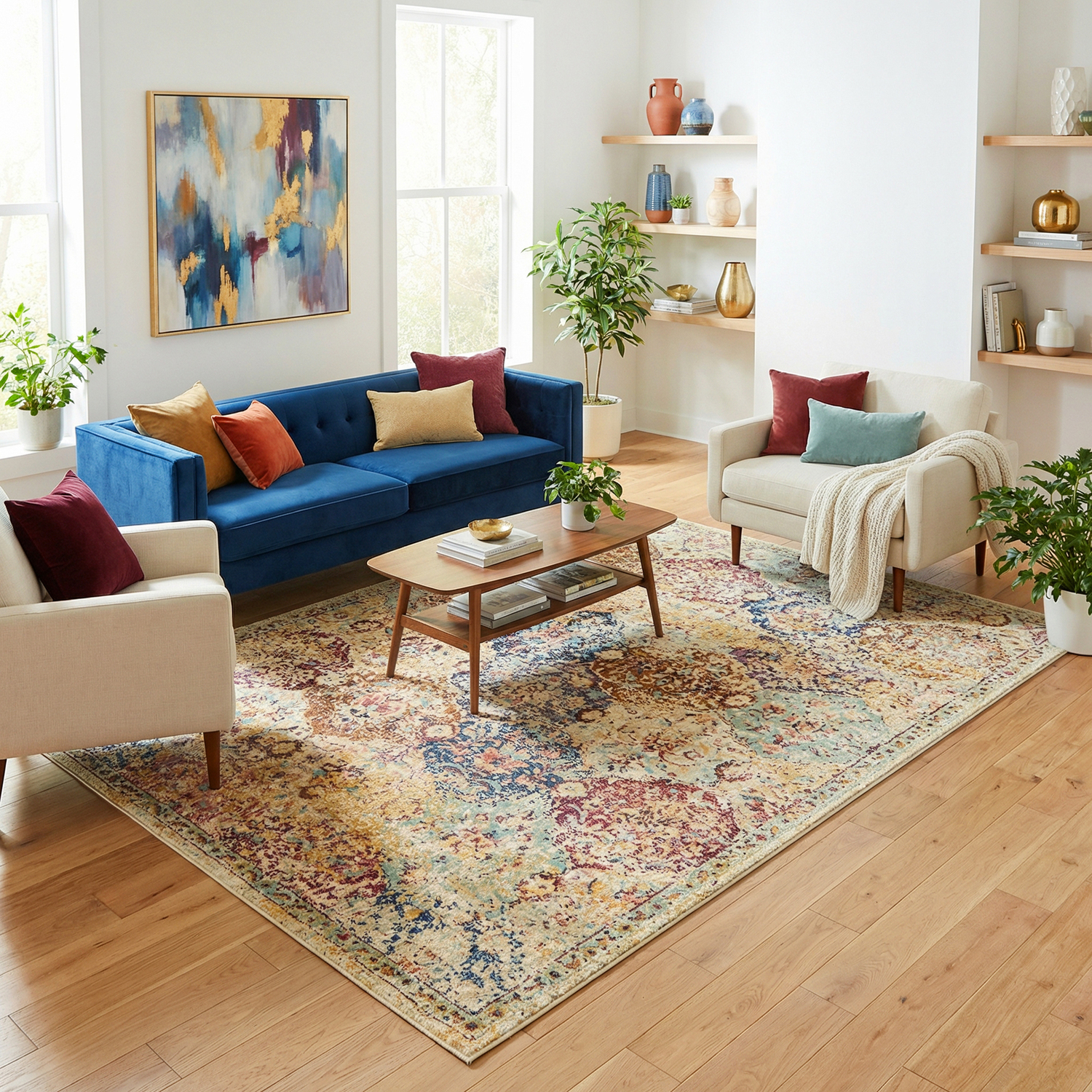 Multi Vintage Look Power Loomed Rug