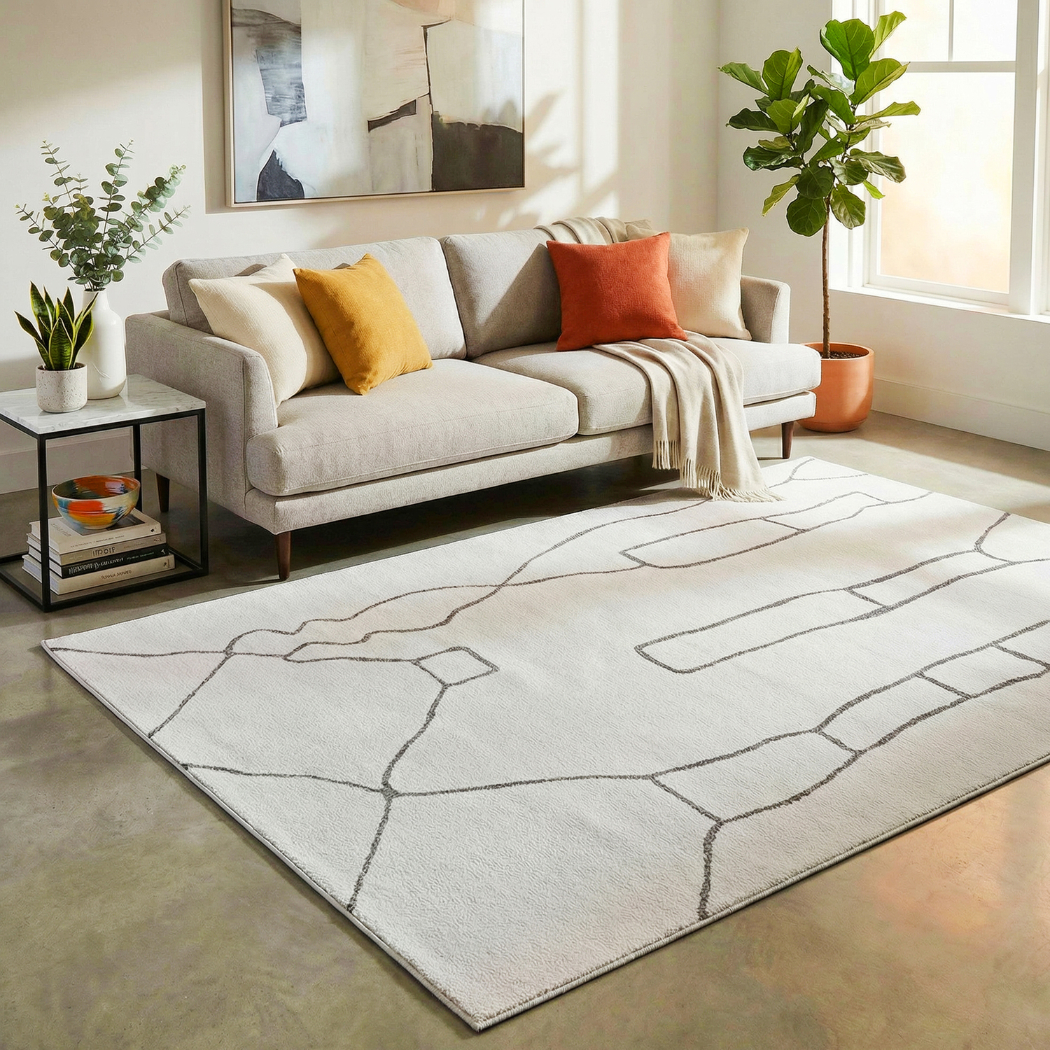 Grey Abigail Abstract Rug