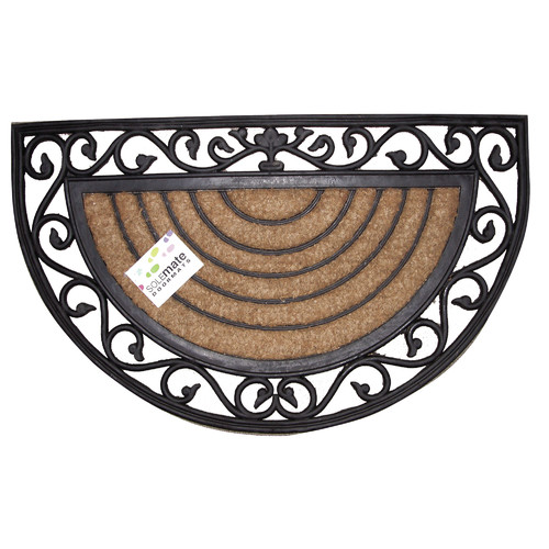 Solemate Door Mats 45cm Rubber and Coir Half Moon Door Mat Temple