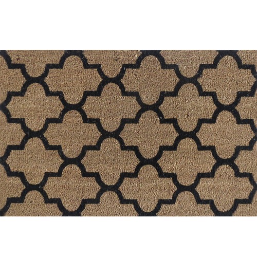 Black Geo Tile Coir Doormat